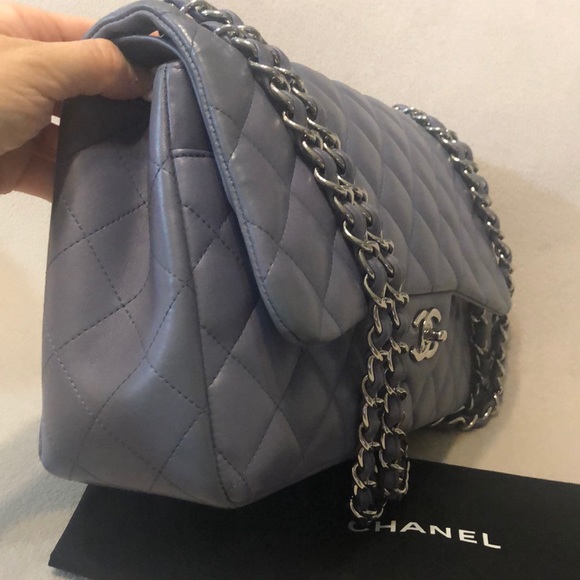 Chanel Classic Jumbo Lambskin grey Double Flap Bag - Picture 3 of 8